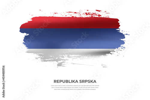 Artistic folded brush flag of Republika Srpska. Paint smears brush stroke flag on isolated white background