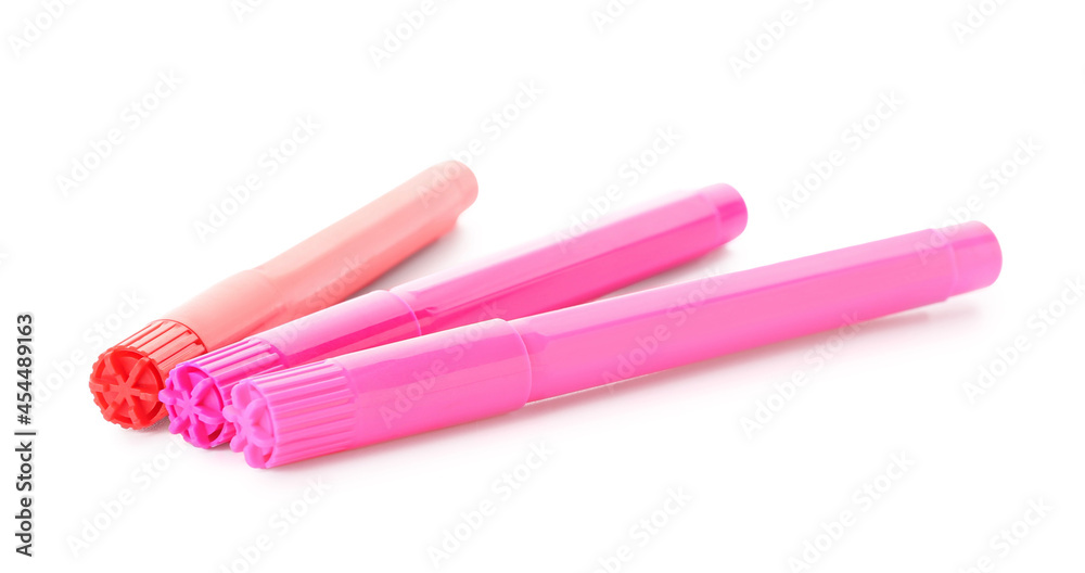 Colorful felt tip pens on white background Colorful felt tip pens on white background