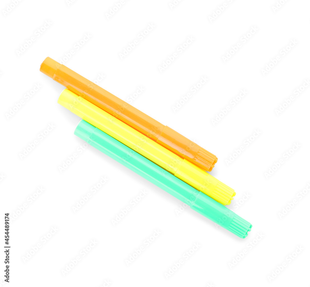 Colorful felt tip pens on white background Colorful felt tip pens on white background