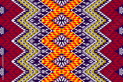 Geometric ethnic oriental seamless pattern traditional Design for background,carpet,wallpaper,clothing,wrapping,Batik,fabric,Vector illustration.embroidery style.