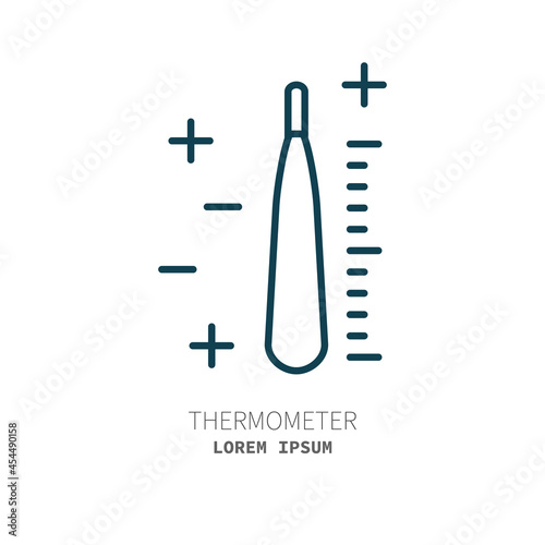 Thermometer and fever concept line icon isolated vector. Editable stroke symbol. Vaccines against virus, vaccination sheldule, anti vaccine, shield virus. Flu, hepatitis, measles covid prevention