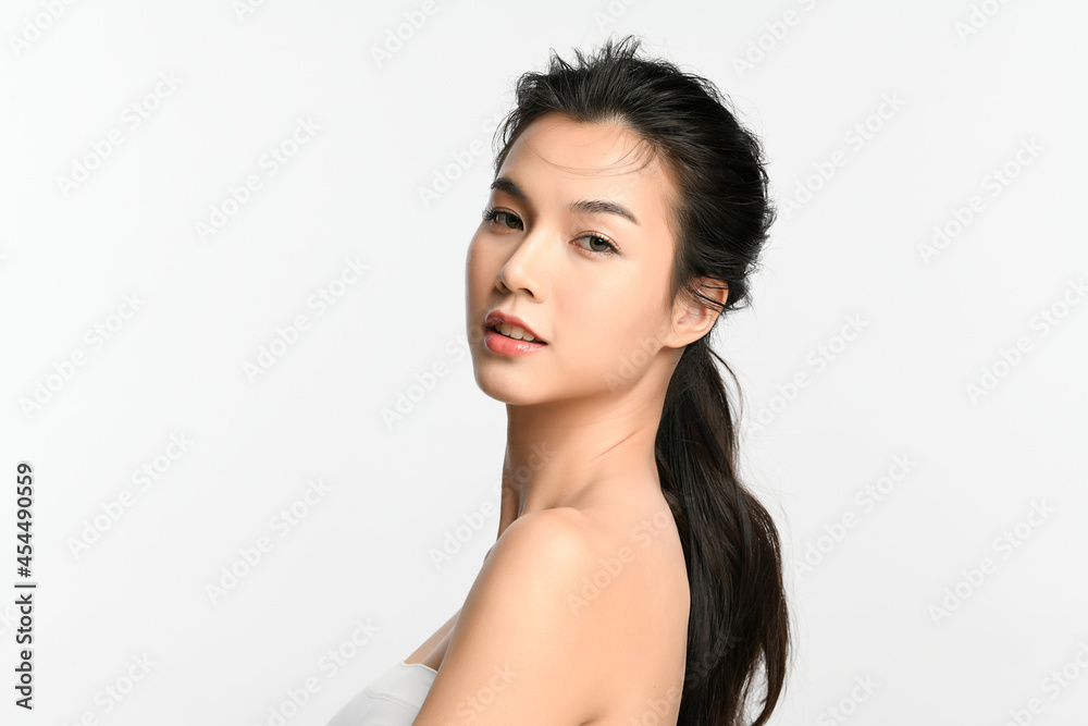 Beautiful young asian woman with clean fresh skin on white background, Face care, Facial treatment, Cosmetology, beauty and spa, Asian women portrait. Beautiful young asian woman with clean fresh skin on white background, Face care, Facial treatment, Cosmetology, beauty and spa, Asian women portrait.