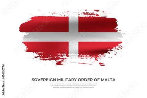 Artistic folded brush flag of Sovereign Military Order of Malta. Paint smears brush stroke flag on isolated white background