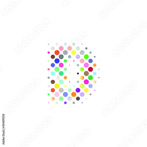 Letter D logo. Dots logo, dotted shape logotype vector design. colorful D letter logo in halftone dots style