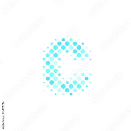 Letter C logo. Dots logo, dotted shape logotype vector design. C letter logo in halftone dots style