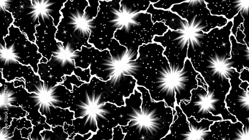 Electric lighting effect particles and sparkle stars manga screentone, seamless pattern Widescreen