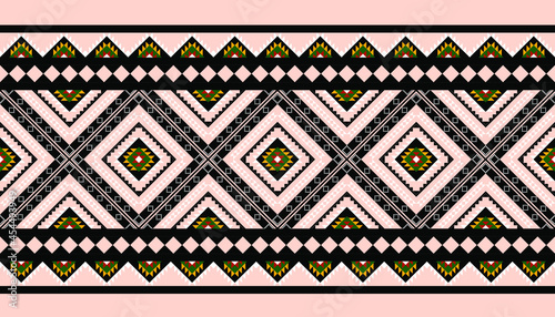 Geometric ethnic oriental seamless pattern traditional Design for background,carpet,wallpaper.clothing,wrapping,Batik fabric,Vector illustration.embroidery style - Sadu, sadou, sadow or sado
