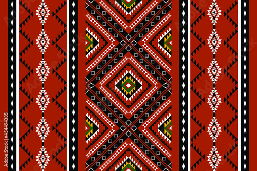 Geometric ethnic oriental seamless pattern traditional Design for background,carpet,wallpaper.clothing,wrapping,Batik fabric,Vector illustration.embroidery style - Sadu, sadou, sadow or sado