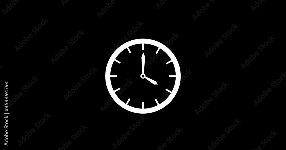 black and white clock clip art icon animation on black background. 4k footage black and white clock clip art icon animation on black background. 4k footage