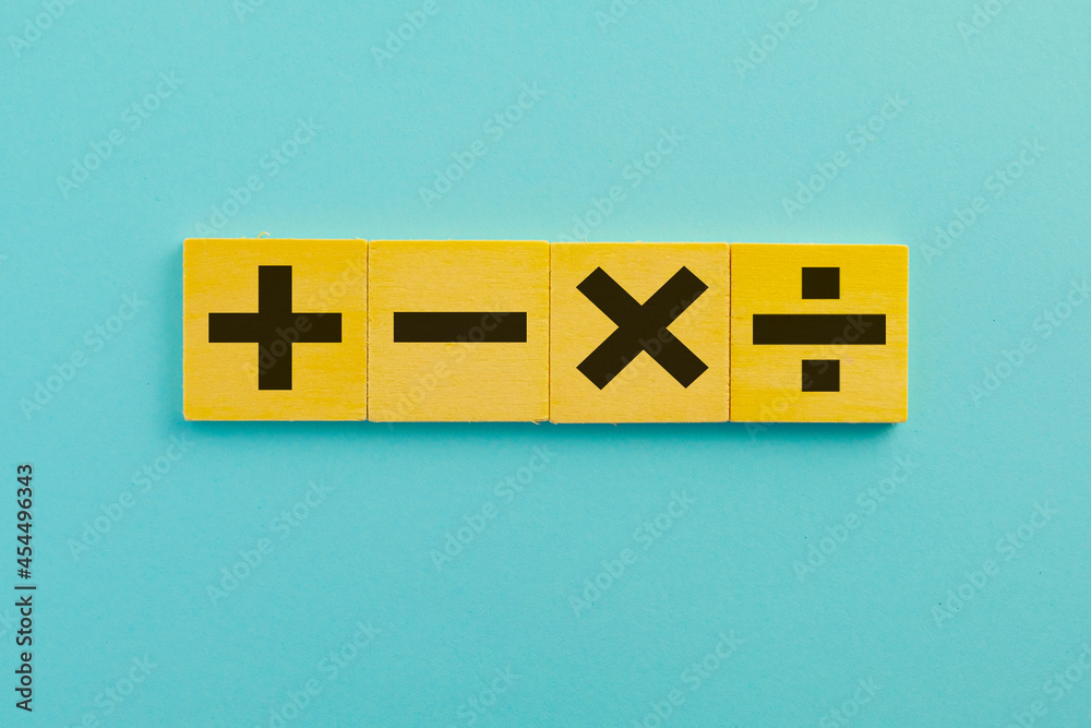 Black color of mathematical operations or Plus, minus, multiply, divide ...