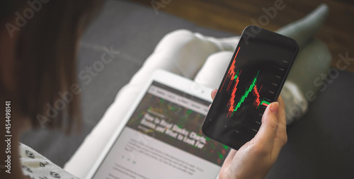 Billede på lærred Stock market trading from home