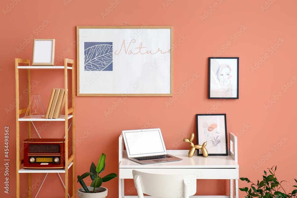 Interior of stylish room with modern workplace Interior of stylish room with modern workplace