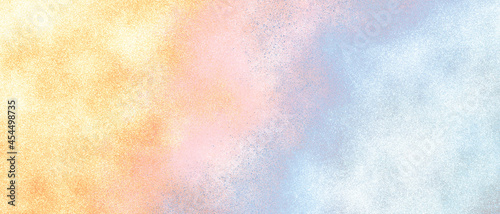 カラフルなラメの粒子の抽象背景）金・ピンク・水色 光沢 キラキラ 質感 パステルカラー バナー