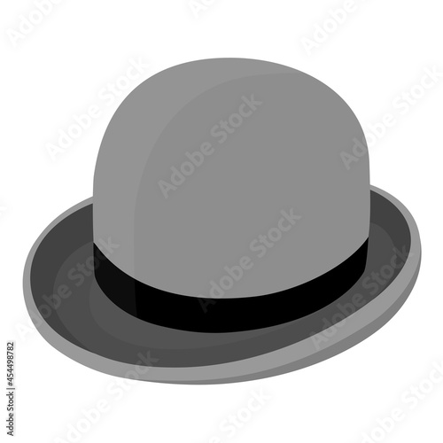 Gray bowler hat vector isolated on white.