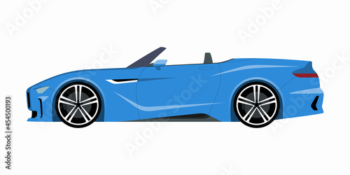 Modern roadster. Side view of a convertible or cabriolet. Vector car icon for road traffic and transportation illustrations.