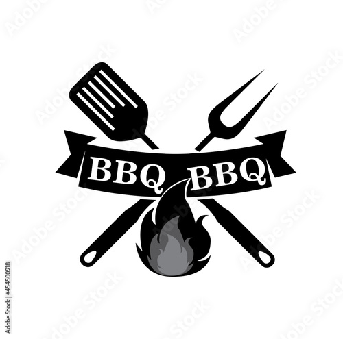 GOOD LOGO FOR BUSINESS BBQ , CAMP, RESTAURANT WITH FIRE VINTAGE RETRO MODEL