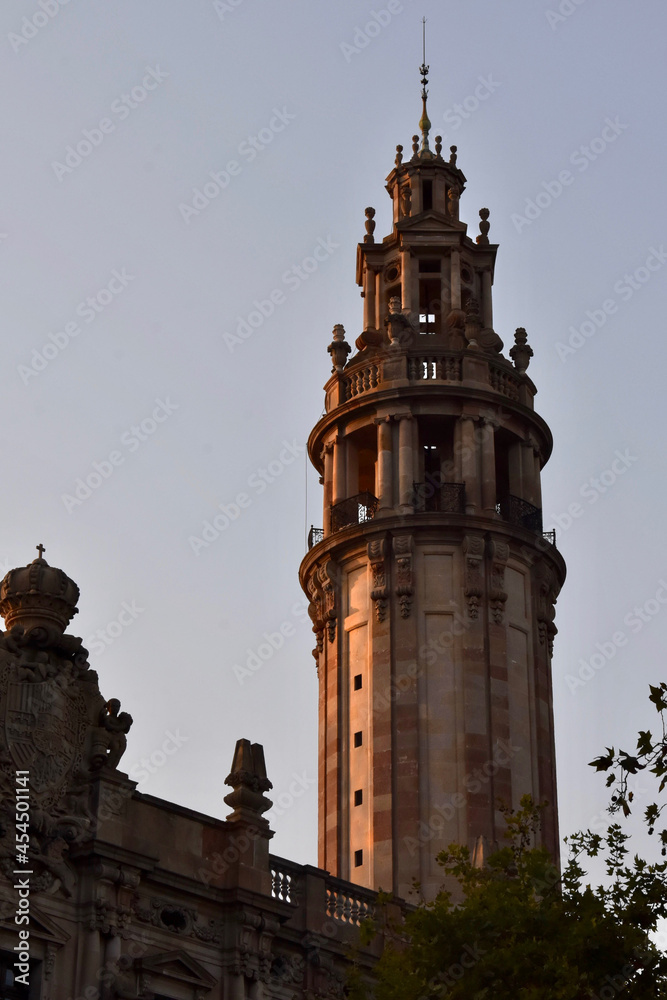 Santa del mar basilica tower in Barcelona