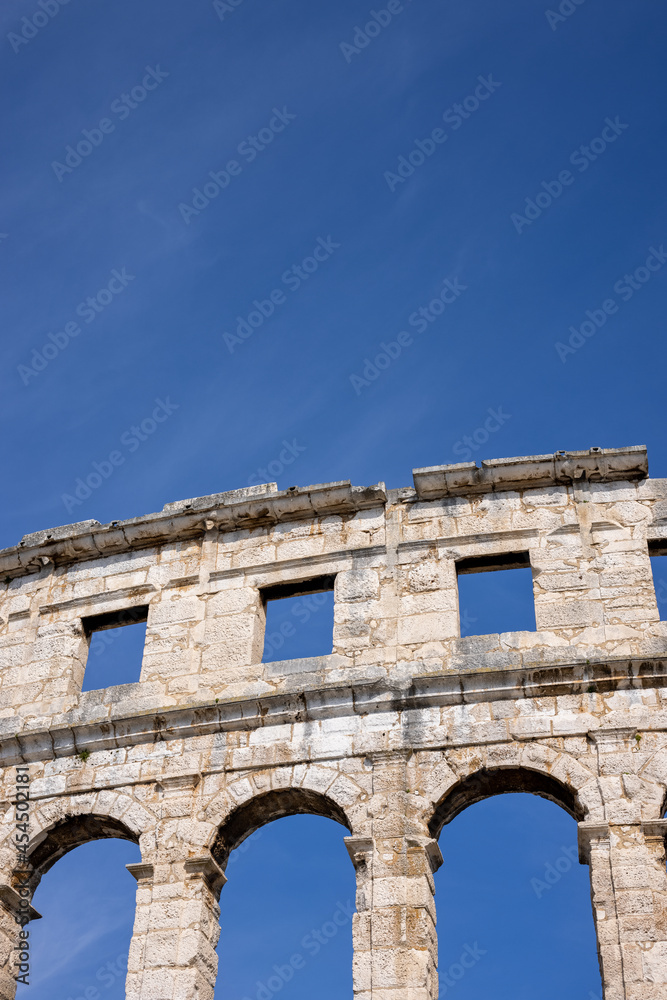 Pula Arena (Pulska Arena, Arena di Pola) - one of the largest preserved Roman Amphitheatres located in Historical Center of Pula, Istria, Croatia