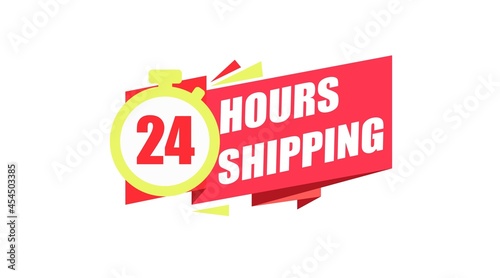 24 hours shipping sign. Vector flat isolated editable illustration