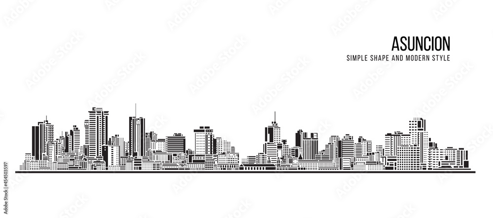 Cityscape Building Abstract Simple shape and modern style art Vector design - Asuncion, Paraguay