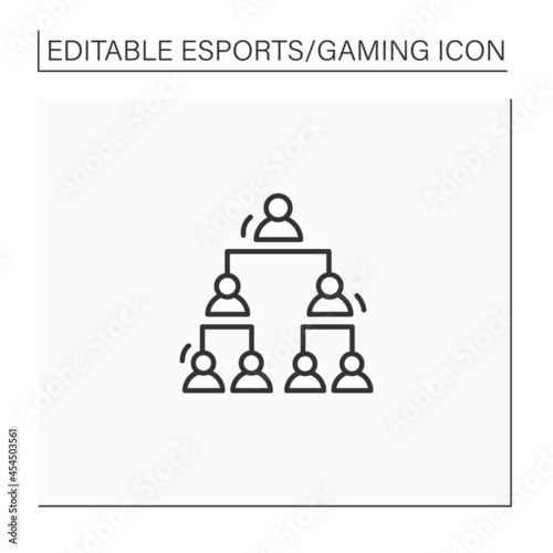 Double elimination tournament line icon. Elimination after two defeats. Team gaming. One winner. Cybersport concept. Isolated vector illustration.Editable stroke