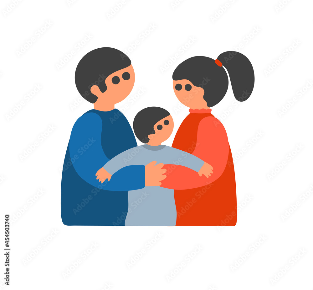 Fototapeta premium Modern young family with little child. Vector art.
