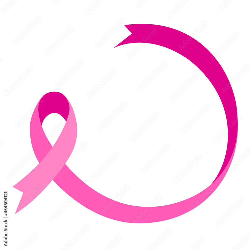 Pink ribbon in circle shape. Breast Cancer Awareness Month. Vector illustration. Pink ribbon in circle shape. Breast Cancer Awareness Month. Vector illustration.