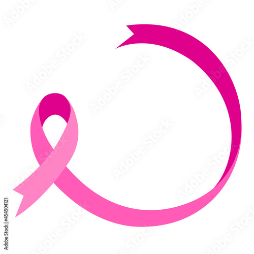 Pink ribbon in circle shape. Breast Cancer Awareness Month. Vector illustration.