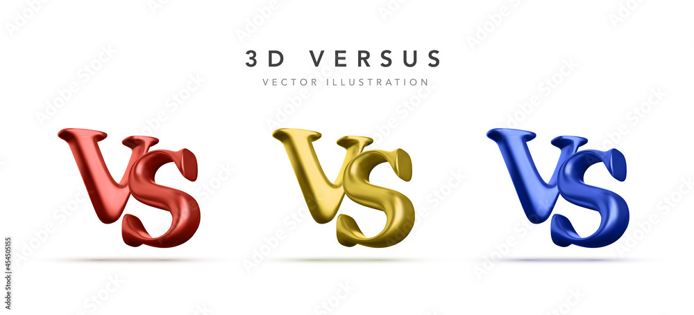 Set of 3d versus battle headline. Competitions between contestants, fighters or teams. Vector illustration Set of 3d versus battle headline. Competitions between contestants, fighters or teams. Vector illustration