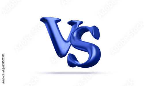 Blue 3d versus battle headline isolated on white background. Competitions between contestants, fighters or teams. Vector illustration