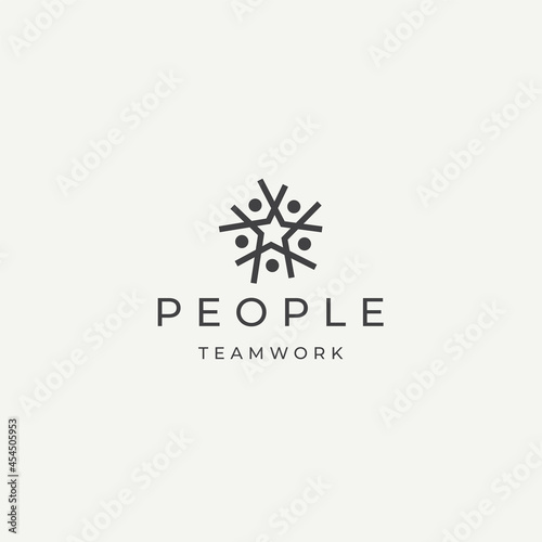 People community team work diversity logo icon design template flat vector illustration