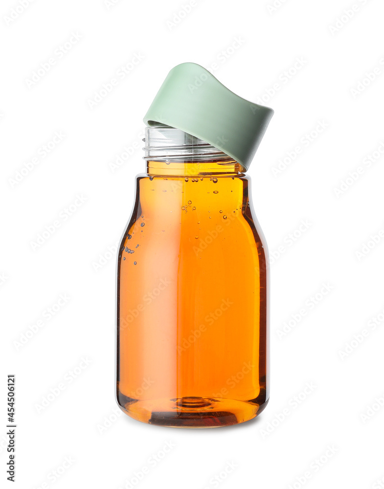 Bottle of tasty apple juice on white background Bottle of tasty apple juice on white background