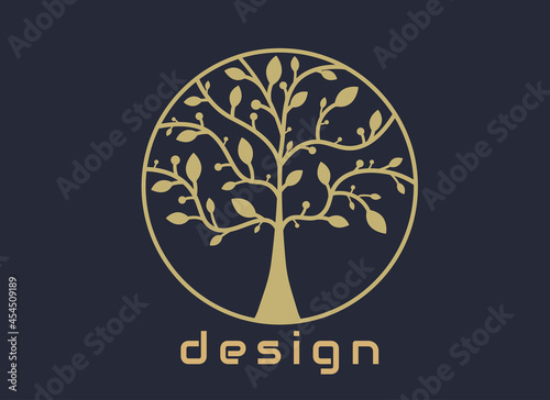 Tree vector icon. Luxury color olive tree vector illustration logo design.