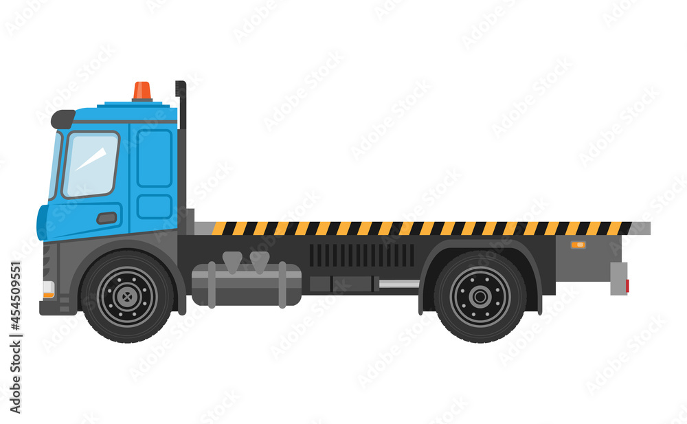 Flatbed truck on white background. Vector isolated illustration. Delivery truck icon. Vector graphic illustration.