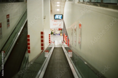 On the way down the escalator