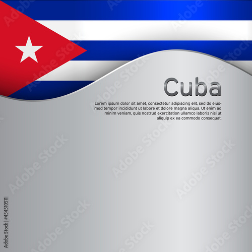 Cover, banner in state colors of cuba. National cuban poster. Abstract flag of cuba. Creative wavy metal background for patriotic holiday card design. Vector design