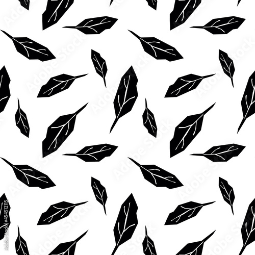 Seamless pattern with leaves. Art can be used for wallpaper, packing, printing. Summer print.