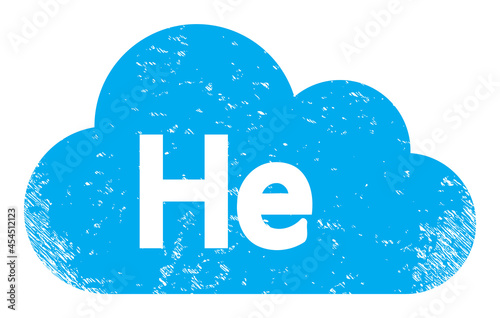 Helium gas icon with scratched effect. Isolated vector helium gas icon image with distress rubber texture on a white background.