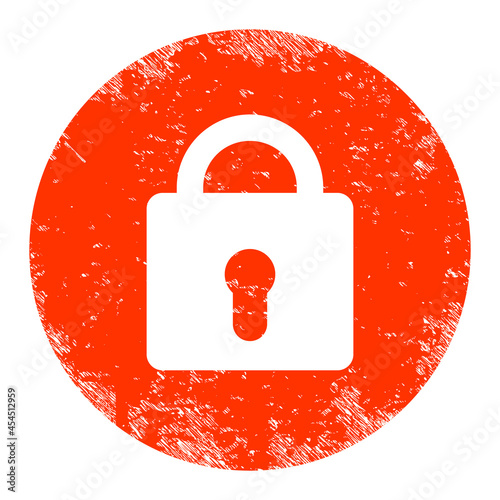 Locked icon with grunge style. Isolated vector locked icon image with grunge rubber texture on a white background.