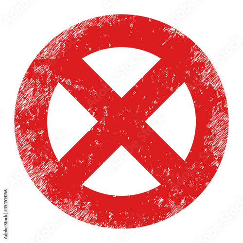 No entry icon with scratched effect. Isolated vector no entry icon image with scratched rubber texture on a white background.