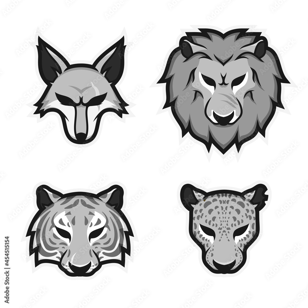set of animals mascot head illustration 1