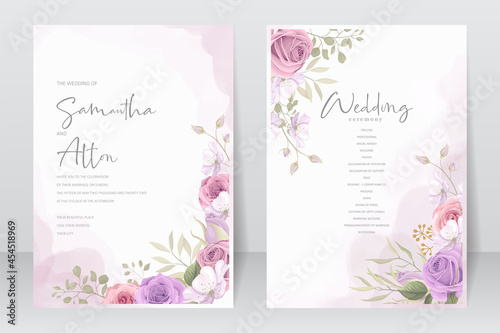 Beautiful flower wedding invitation card template