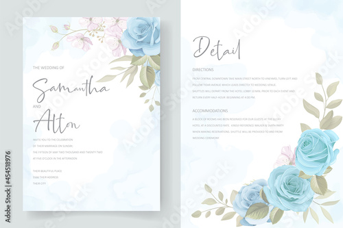 Beautiful flower wedding invitation card template