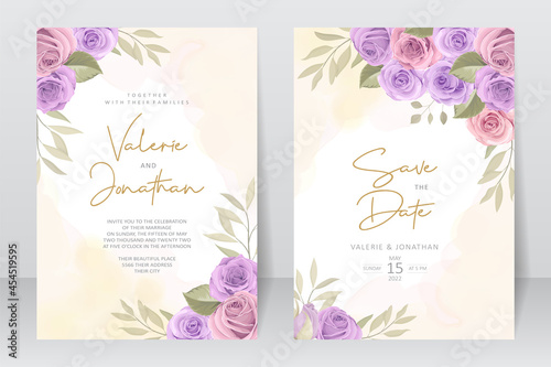 Beautiful flower wedding invitation card template