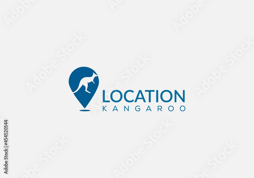 Abstract location kangaroo emblem logo design template
