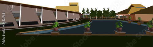 3D illustration of building project