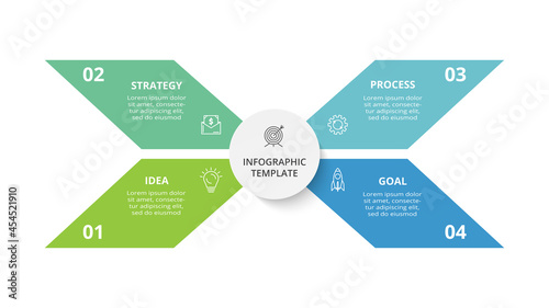 Creative concept for infographic with 4 steps, options, parts or processes. Business data visualization.