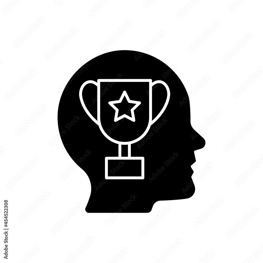 Achievement motivation black glyph icon. Person need to succeed at something. Desire to reach goal. Motivation at workplace. Silhouette symbol on white space. Vector isolated illustration Achievement motivation black glyph icon. Person need to succeed at something. Desire to reach goal. Motivation at workplace. Silhouette symbol on white space. Vector isolated illustration