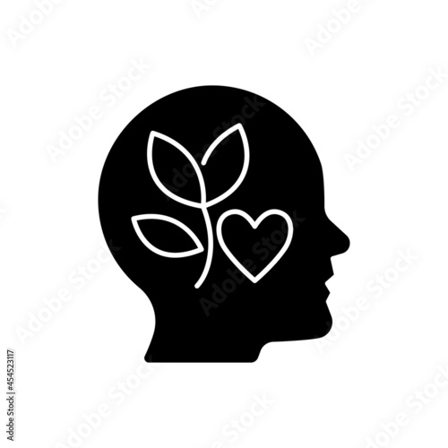 Intrinsic motivation black glyph icon. Inner desire to do something. Individual interest. Satisfaction and enjoyment are rewards. Silhouette symbol on white space. Vector isolated illustration
