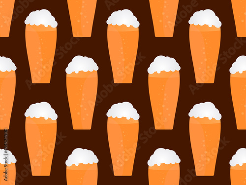 Beer seamless pattern. Glass of beer. Drink party. Design for the festival of alcoholic drinks, promotional materials and menus. Vector illustration